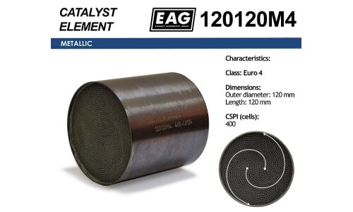 Каталитический блок металл. 120x120 Euro 4 EAG EAG, арт. 120120M4