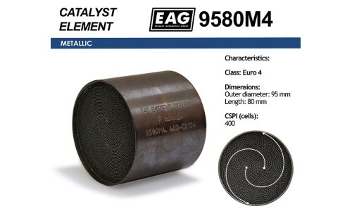 Каталитический блок металл. 95x80 Euro 4 EAG EAG, арт. 9580M4