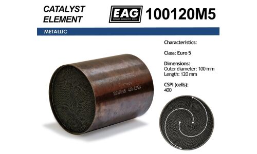 Каталитический блок металл. 100x120 Euro 5 EAG EAG, арт. 100120M5