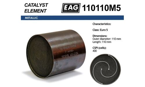 Каталитический блок металл. 110x110 Euro 5 EAG EAG, арт. 110110M5