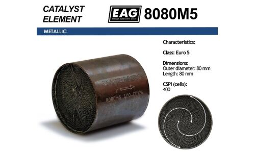Каталитический блок металл. 80x80 Euro 5 EAG EAG, арт. 8080M5