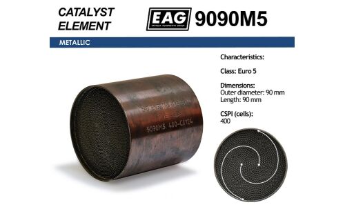 Каталитический блок металл. 90x90 Euro 5 EAG EAG, арт. 9090M5