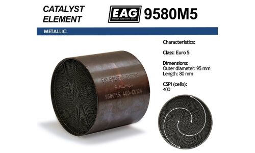 Каталитический блок металл. 95x80 Euro 5 EAG EAG, арт. 9580M5