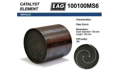 Каталитический блок металл. 100x100 300cpsi Euro 6 EAG EAG, арт. 100100MS6