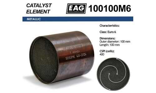 Каталитический блок металл. 100x100 Euro 6 EAG EAG, арт. 100100M6