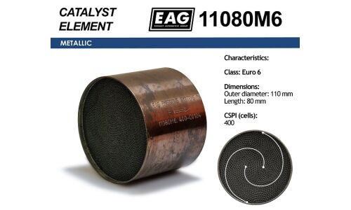 Каталитический блок металл. 110x80 Euro 6 EAG EAG, арт. 11080M6