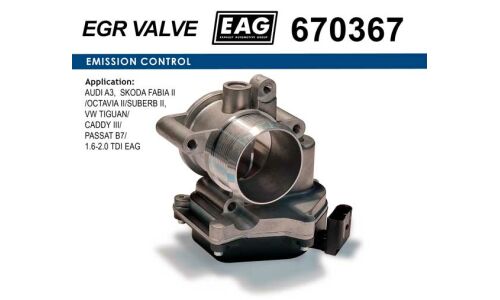 Дроссельная заслонка AUDI A3, SKODA FABIA II/OCTAVIA II/SUBERB II, VW TIGUAN/CADDY III/PASSAT B7/1.6-2.0 TDI EAG EAG, арт. 670367