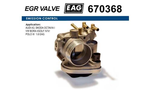 Дроссельная заслонка AUDI A3, SKODA OCTAVIA I, VW BORA I/GOLF IV/V/POLO III 1.6 EAG EAG, арт. 670368