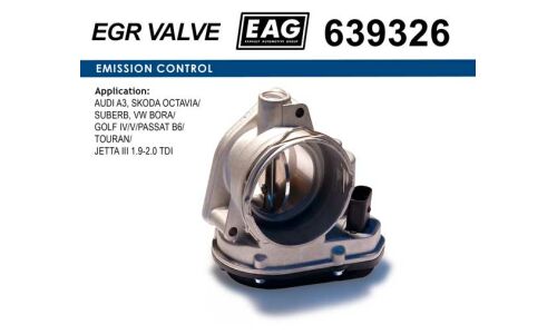 Дроссельная заслонка AUDI A3, SKODA OCTAVIA/SUBERB, VW BORA/GOLF IV/V/PASSAT B6/TOURAN/JETTA III 1.9-2.0 TDI EAG EAG, арт. 639326