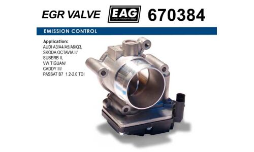 Дроссельная заслонка AUDI A3/A4/A5/A6/Q3, SKODA OCTAVIA II/SUBERB II, VW TIGUAN/CADDY III/PASSAT B7 1.2-2.0 TDI EAG EAG, арт. 670384