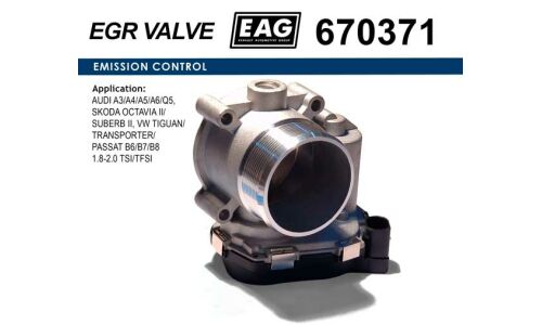 Дроссельная заслонка AUDI A3/A4/A5/A6/Q5, SKODA OCTAVIA II/SUBERB II, VW TIGUAN/TRANSPORTER/PASSAT B6/B7/B8 1.8-2.0 TSI/TFSI EAG EAG, арт. 670371