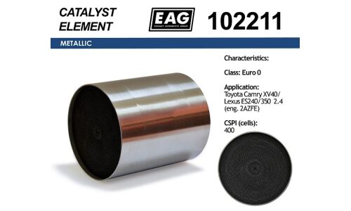 Катализатор EAG Евро-0, 400 scpi, для Toyota Camry, арт. 102211