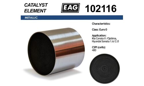 Каталитический блок Kia Cerato II /Optima, Hyundai Sonata 1.6/2.0 Euro 0 EAG EAG, арт. 102116