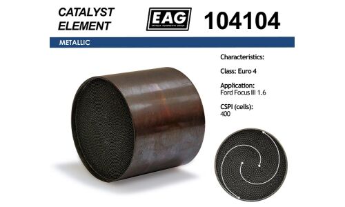 Катализатор EAG Евро-4, 400 scpi, для Ford Focus, арт. 104104