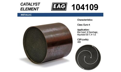 Катализатор EAG Евро-4, 400 scpi, для KIA Ceed / Sportage, Hyundai i30, арт. 104109