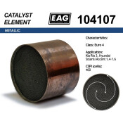 Каталитический блок Kia Rio 3, Hyundai Solaris/Accent 1.4-1.6 Euro 4 EAG EAG, арт. 104107