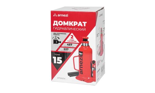 Домкрат гидравлический бутылочный 15т 227-457мм ARNEZI, арт. R7100214