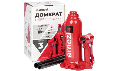 Домкрат гидравлический бутылочный 3т 188-363мм ARNEZI, арт. R7100203