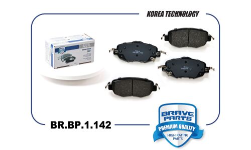 Колодки тормозные дисковые Brave, передние, комплект на ось (4 шт), арт. BR.BP.1.142