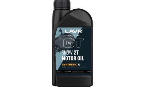 Масло для снегоходов Lavr Motoline GT Snow 2T, синтетическое, API TC, JASO FD, ISO L-EGD, 2-тактное, 1л,арт. Ln7769