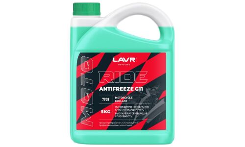 Антифриз Lavr Motoline Antifreeze Ride, G11, зелёный, -45°C, 5кг, арт. Ln7908