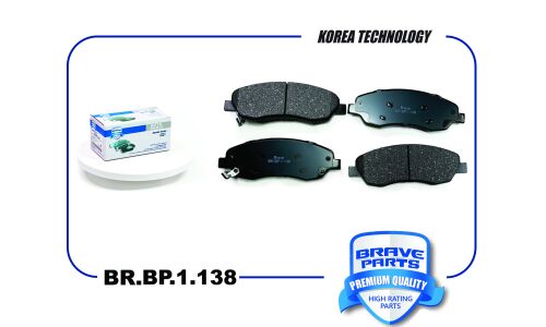 Колодки тормозные дисковые Brave, передние, комплект на ось (4 шт), арт. BR.BP.1.138