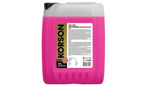 Антифриз Korson Extended Life Antifreeze, P-OAT, LEC-II, розовый, -50°C, 10л, арт. KS20109