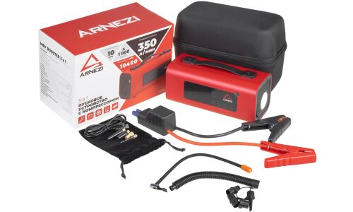 Пусковое устройство с компрессором 10 атм 22л/мин, бустер 1000А (10400mah) ARNEZI, арт. A0302018