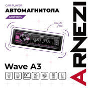 Автомагнитола Arnezi Wave A3, 1 DIN, USB/AUX/microSD/Bluetooth, 4х25Вт, пульт ДУ, фиолетовая подсветка, арт. A2009005