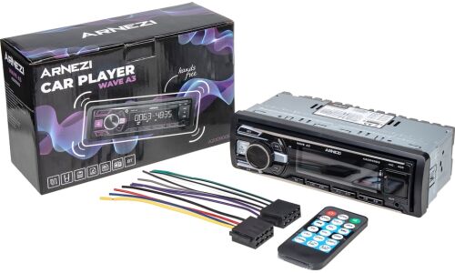 Автомагнитола Arnezi Wave A3, 1 DIN, USB/AUX/microSD/Bluetooth, 4х25Вт, пульт ДУ, фиолетовая подсветка, арт. A2009005