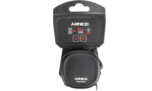 Рулетка Black 3м х 16мм с магнитным зацепом и автостопом ARNEZI, арт. R6200010