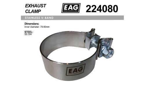 Хомут глушителя, силовой 224080 SS304 EAG EAG, арт. 224080