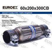 Гофра глушителя 60x200x300 3-х слойная с хомутами EUROEX, арт. 60x200x300CB