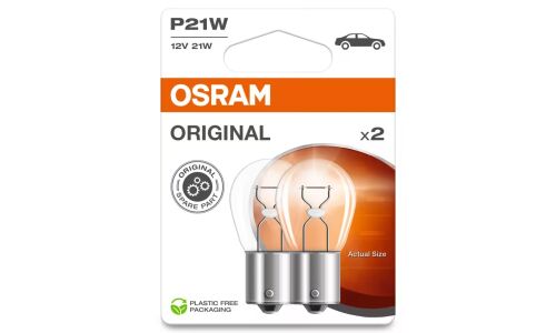 Лампа Osram Original Line P21W (BA15s, S25), 12В, 21Вт, комплект 2 шт, арт. 7506-2BL