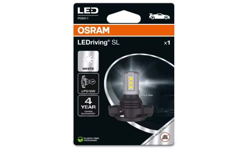 Лампа светодиодная Osram LEDriving SL PS19W (PG20/1, G18.5), 12В, 1.6Вт (соответствует 19Вт), 6000К, 1 шт, арт. 5201DWP-1BL