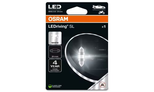 Лампа светодиодная Osram LEDriving SL Festoon (SV8.5, T10x31), 12В, 1.2Вт (соответствует 5Вт), 6000К, 1 шт, арт. 6438DWP-1BL