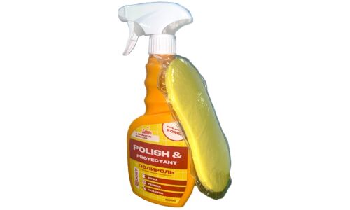 Полироль салона Boost Polish & Protection, для пластика, кожи и резины, бутылка с триггером 500мл (+губка), арт. PR-UN-500