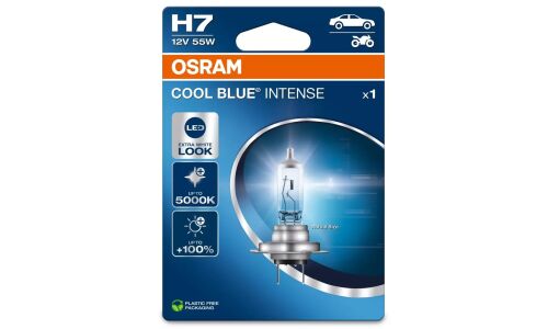 Лампа галогенная Osram Cool Blue Intense (Next Gen) H7 (PX26d, T11), 12В, 55Вт, 5000К, 1 шт,  арт. 64210CBN-1BL