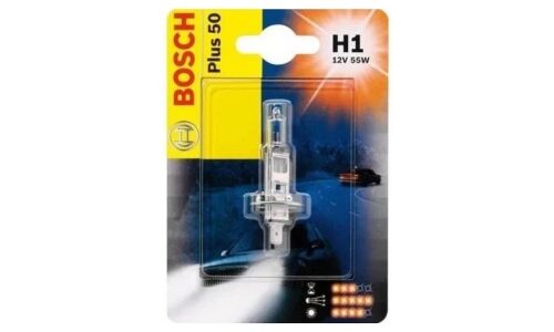 Лампа галогенная Bosch Plus50 H1 (P14.5s, T8), 12В, 55Вт, 3200К, 1 шт, арт. 1 987 301 041