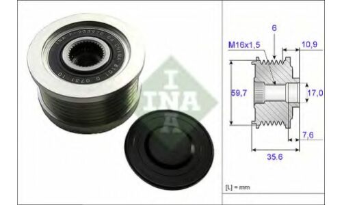 Шкив обгонный генератора INA, арт. 535004610