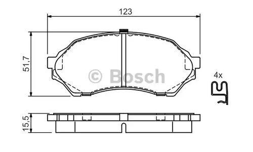 Колодки тормозные дисковые Bosch, передние, комплект на ось (4 шт), арт. 0 986 424 610