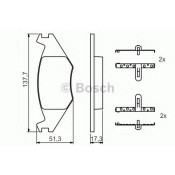 Колодки тормозные дисковые Bosch, передние, комплект на ось (4 шт), арт. 0 986 468 890