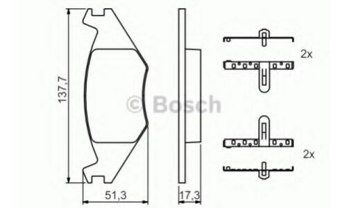 Колодки тормозные дисковые Bosch, передние, комплект на ось (4 шт), арт. 0 986 468 890