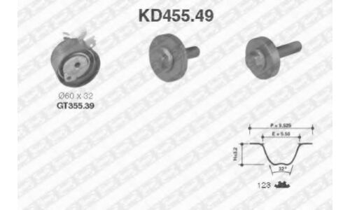 Комплект ремня ГРМ SNR, арт. KD455.49