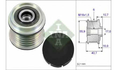 Шкив генератора с обгонной муфтой INA, арт. 535 0028 10