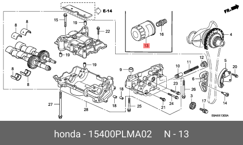 Фильтр масляный Honda, арт. 15400-PLM-A02