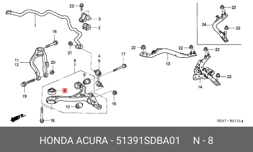Сайлентблок переднего рычага Honda, арт. 51391-SDB-A01