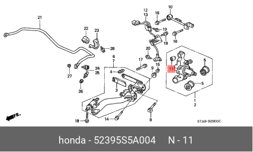 Сайлентблок заднего рычага Honda, арт. 52395-S5A-004