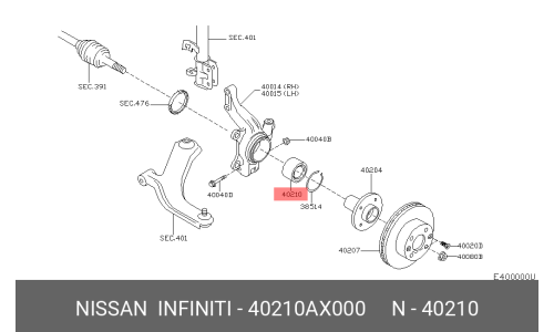 Подшипник ступицы Nissan, арт. 40210-AX000