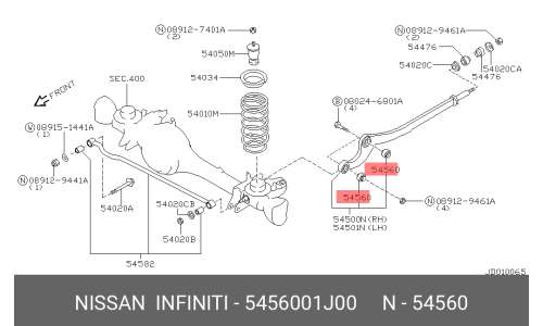 Сайлентблок переднего рычага NISSAN, арт. 54560-01J00